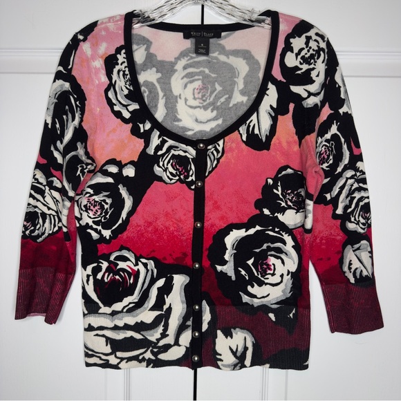 White House Black Market Sweaters - White House Black Market Floral Cardigan‎ Sweater Women’s Small Button Front